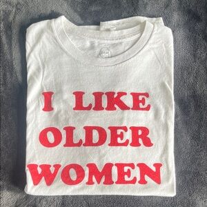 White Graphic Tee with Bold Red Statement Print